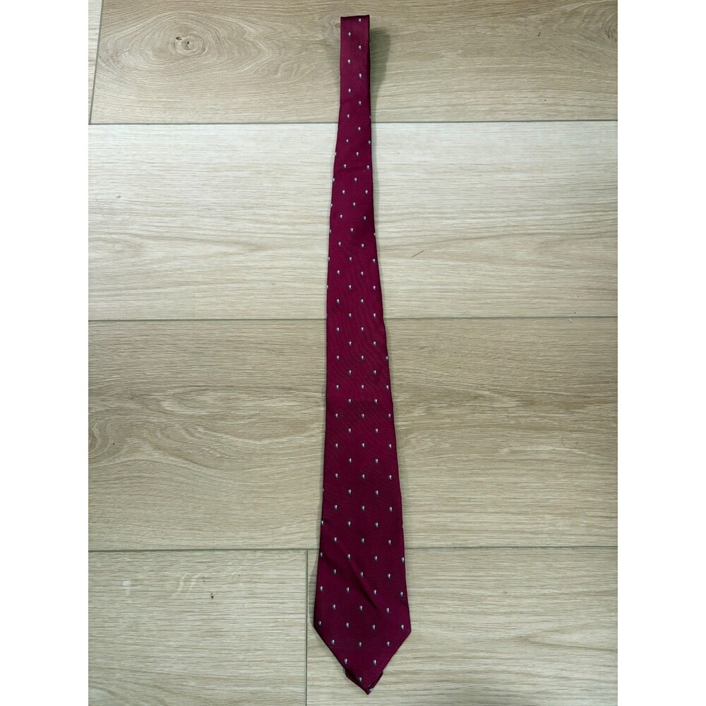 Christian Dior Silk Tie Burgundy Red Sailboat Nautical Woven in Italy Mens VTG
